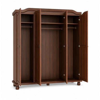 74" Coffee Solid Wood Four Door Combo Dresser