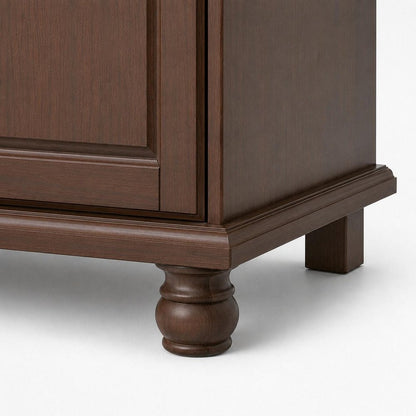 74" Coffee Solid Wood Four Door Combo Dresser