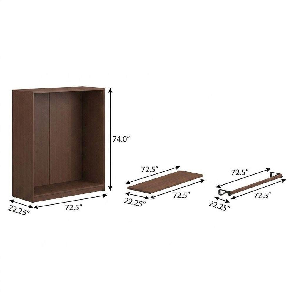 74" Coffee Solid Wood Mirrored Four Door Combo Dresser