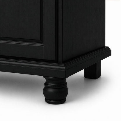 74" Black Solid Wood Mirrored Four Door Combo Dresser