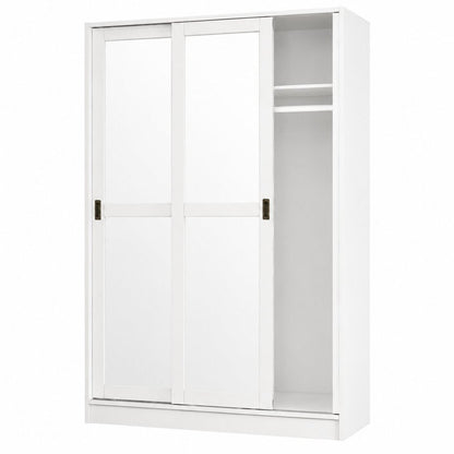 72" White Solid Wood Mirrored Two Door Combo Dresser