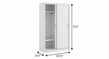 72" White Solid Wood Mirrored Two Door Combo Dresser