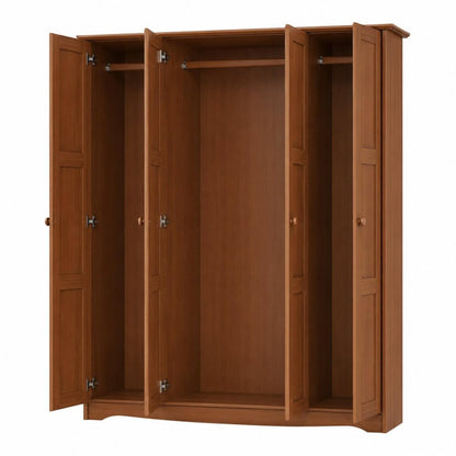 72" Coffee Solid Wood Four Door Combo Dresser