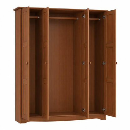 72" Coffee Solid Wood Four Door Combo Dresser