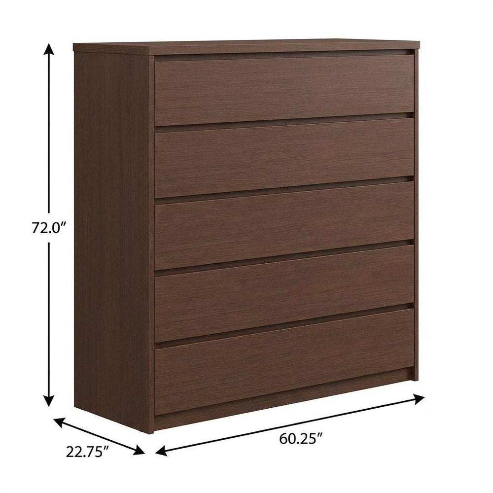 72" Coffee Solid Wood Four Door Combo Dresser
