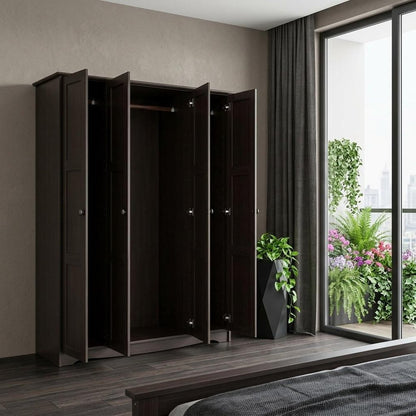 72" Dark Brown Solid Wood Four Door Combo Dresser