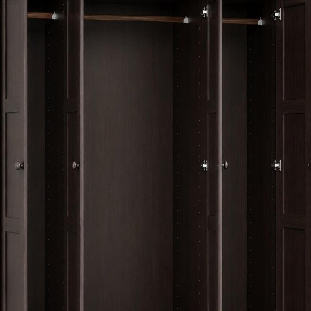 72" Dark Brown Solid Wood Four Door Combo Dresser