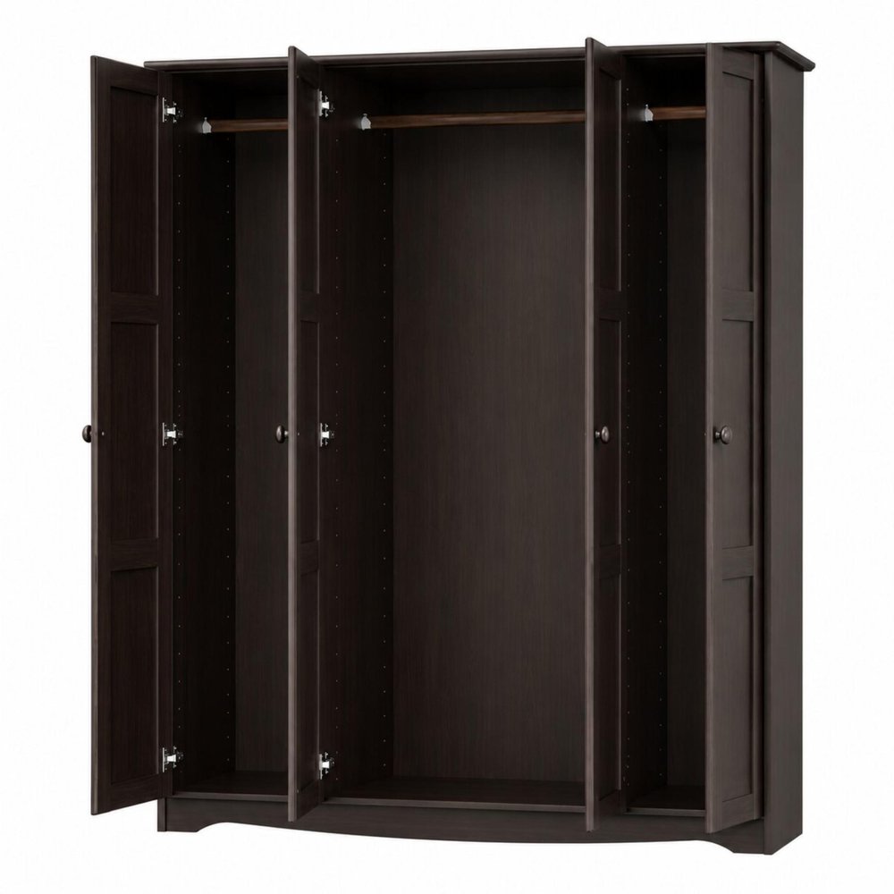 72" Dark Brown Solid Wood Four Door Combo Dresser