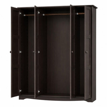 72" Dark Brown Solid Wood Four Door Combo Dresser