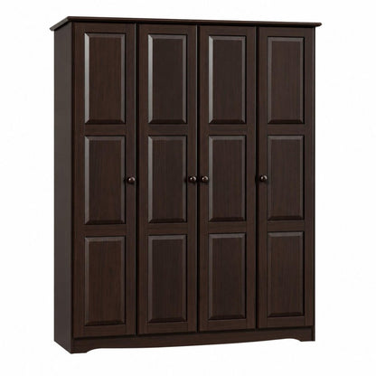 72" Dark Brown Solid Wood Four Door Combo Dresser