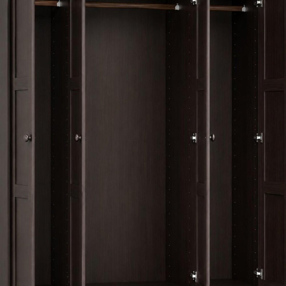 72" Dark Brown Solid Wood Four Door Combo Dresser