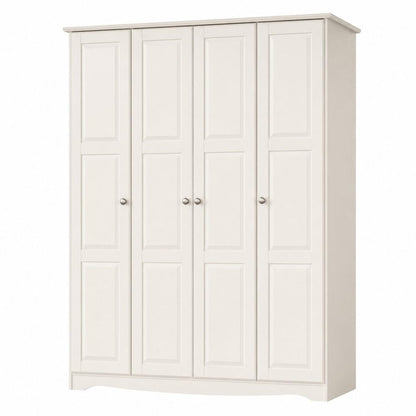 72" White Solid Wood Four Door Combo Dresser