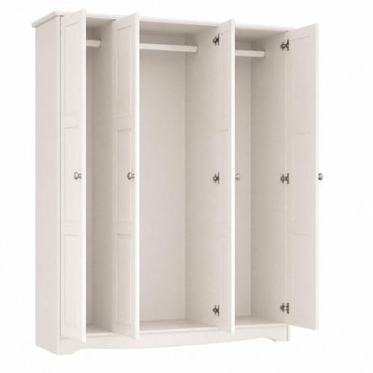 72" White Solid Wood Four Door Combo Dresser