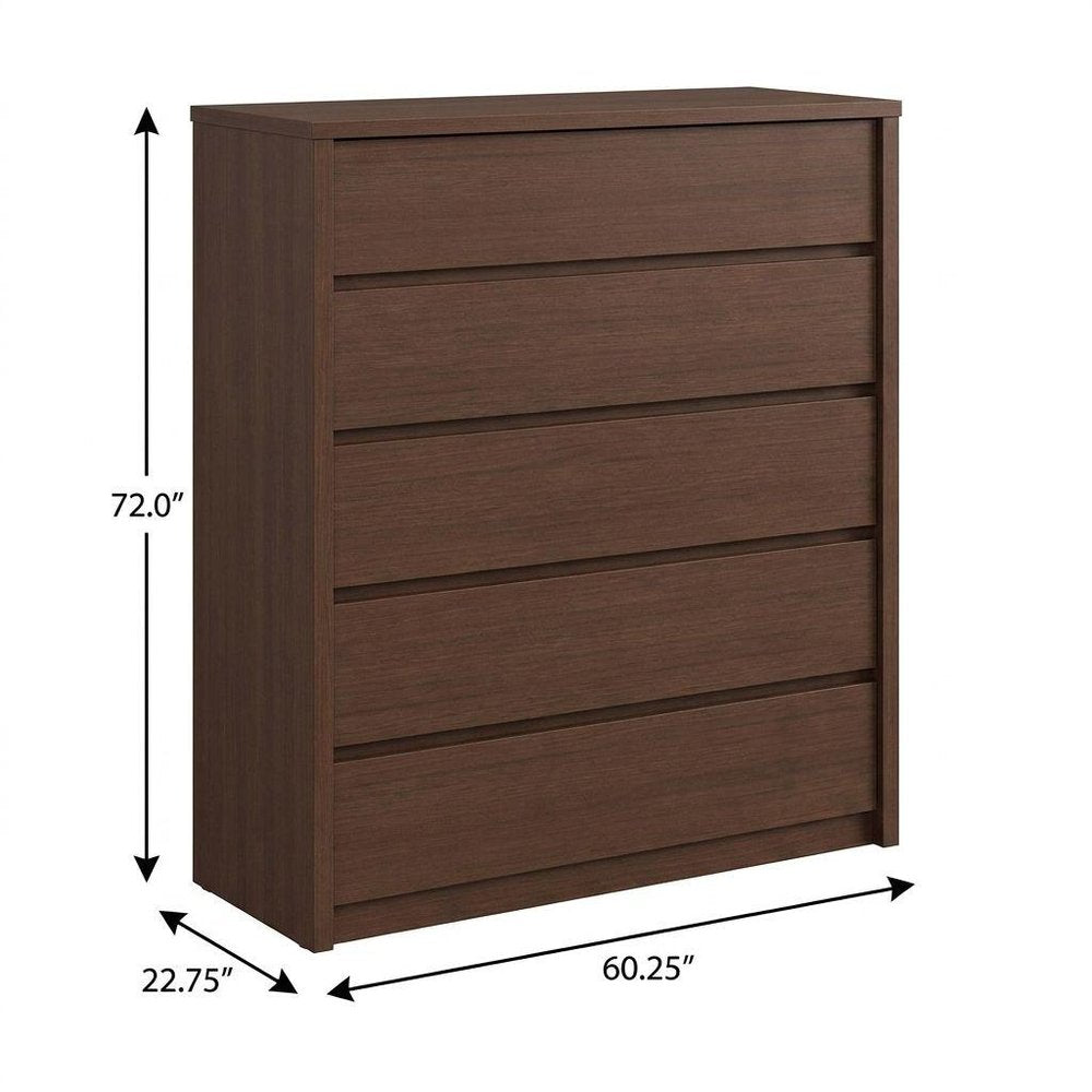 72" Coffee Solid Wood Four Door Combo Dresser