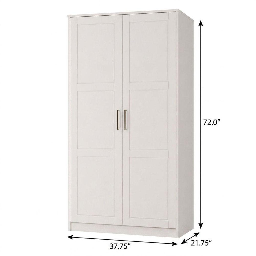 72" White Solid Wood Two Door Combo Dresser