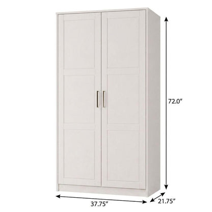 72" White Solid Wood Two Door Combo Dresser
