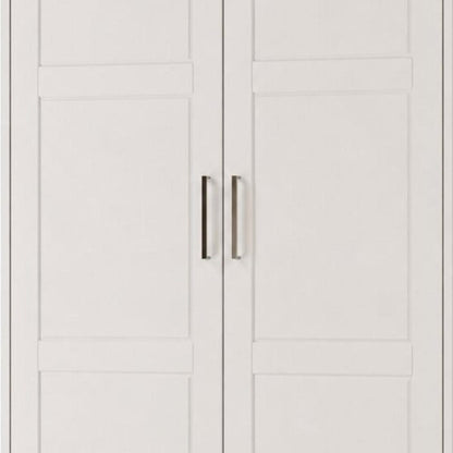 72" White Solid Wood Two Door Combo Dresser