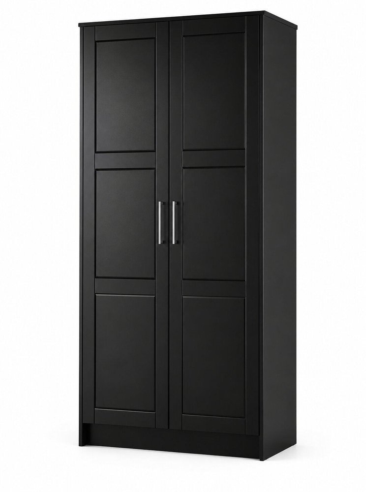 72" Black Solid Wood Two Door Combo Dresser