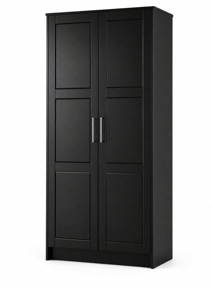 72" Black Solid Wood Two Door Combo Dresser