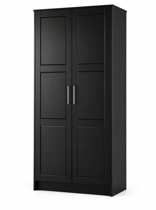 72" Black Solid Wood Two Door Combo Dresser