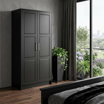 72" Black Solid Wood Two Door Combo Dresser