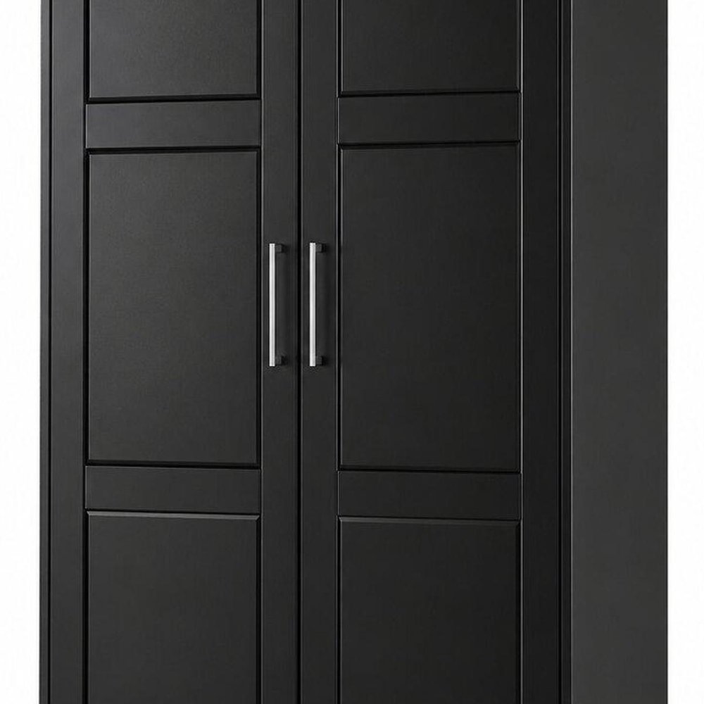 72" Black Solid Wood Two Door Combo Dresser