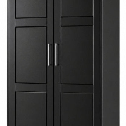 72" Black Solid Wood Two Door Combo Dresser