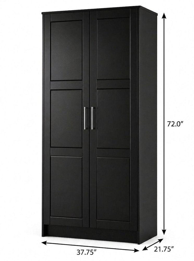 72" Black Solid Wood Two Door Combo Dresser
