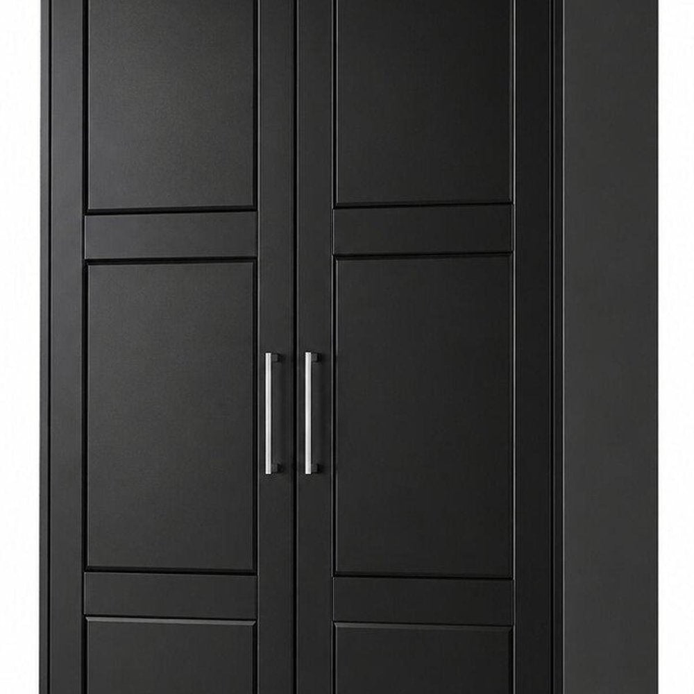 72" Black Solid Wood Two Door Combo Dresser