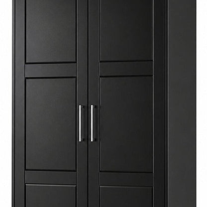 72" Black Solid Wood Two Door Combo Dresser