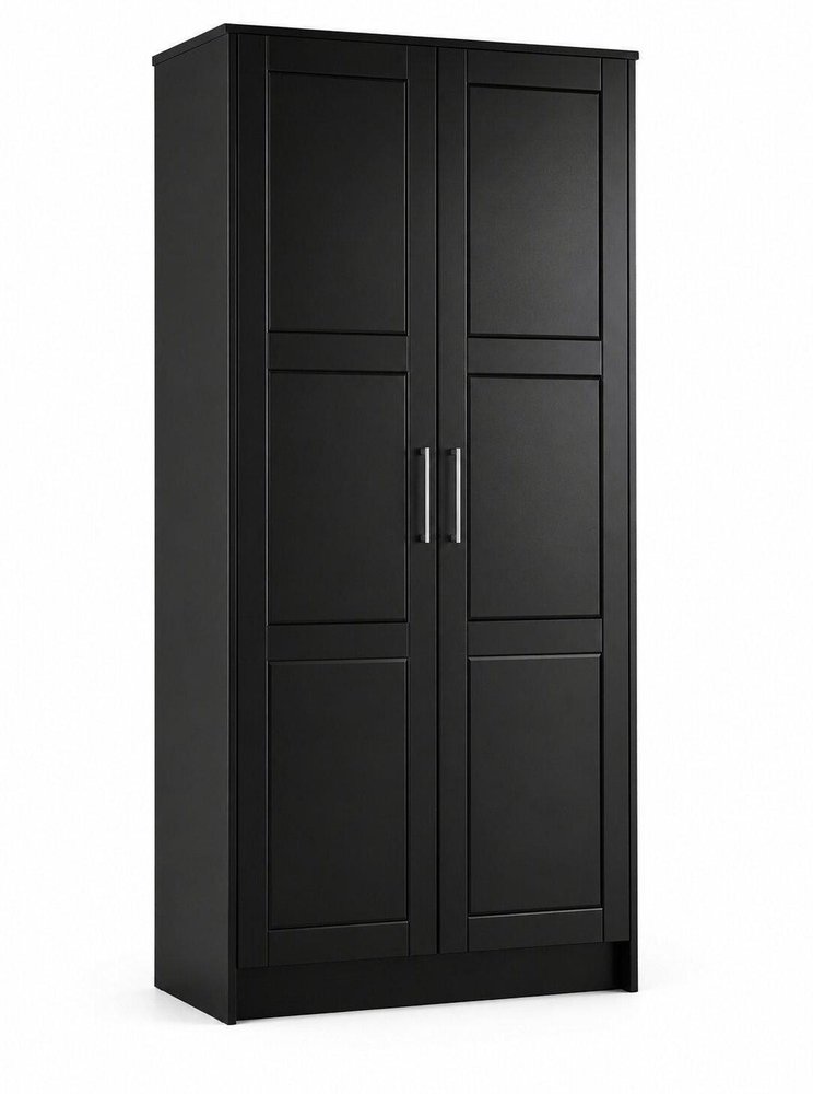 72" Black Solid Wood Two Door Combo Dresser