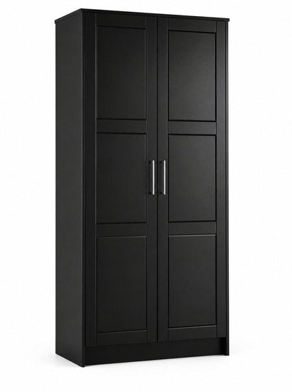 72" Black Solid Wood Two Door Combo Dresser