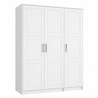72" White Solid Wood Three Door Combo Dresser