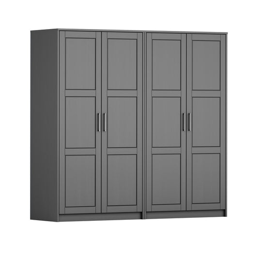 72" Gray Solid Wood Four Door Combo Dresser