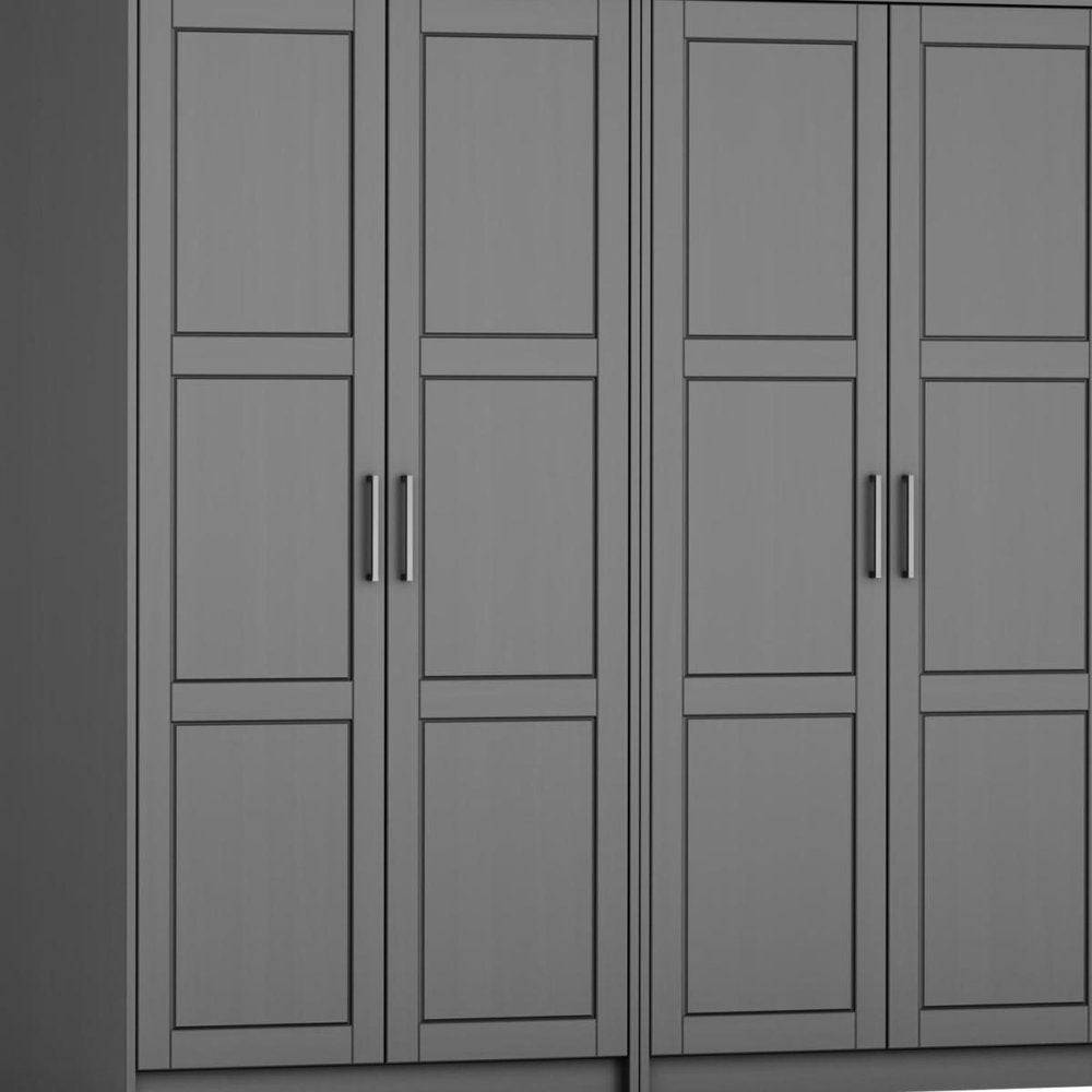72" Gray Solid Wood Four Door Combo Dresser