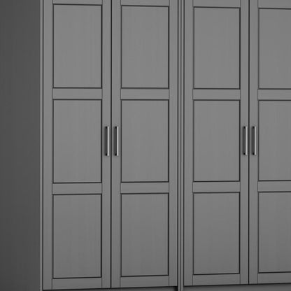 72" Gray Solid Wood Four Door Combo Dresser