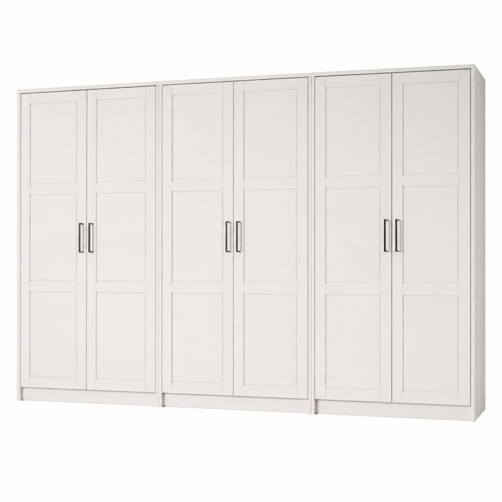 72" White Solid Wood Six Door Combo Dresser