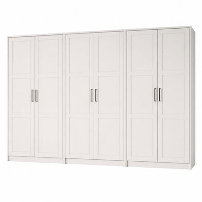 72" White Solid Wood Six Door Combo Dresser