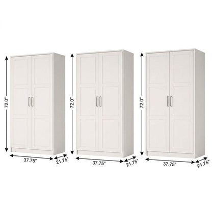 72" White Solid Wood Six Door Combo Dresser