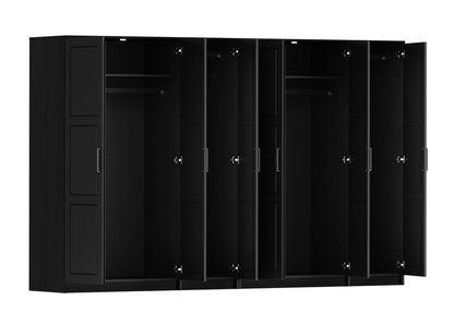 72" Black Solid Wood Six Door Combo Dresser