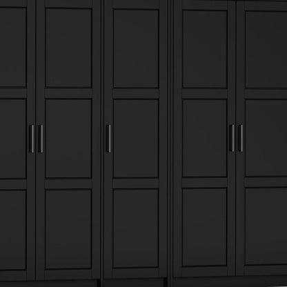 72" Black Solid Wood Six Door Combo Dresser