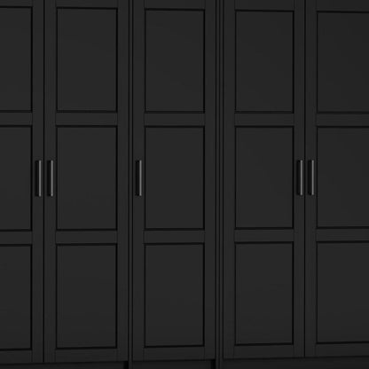 72" Black Solid Wood Six Door Combo Dresser