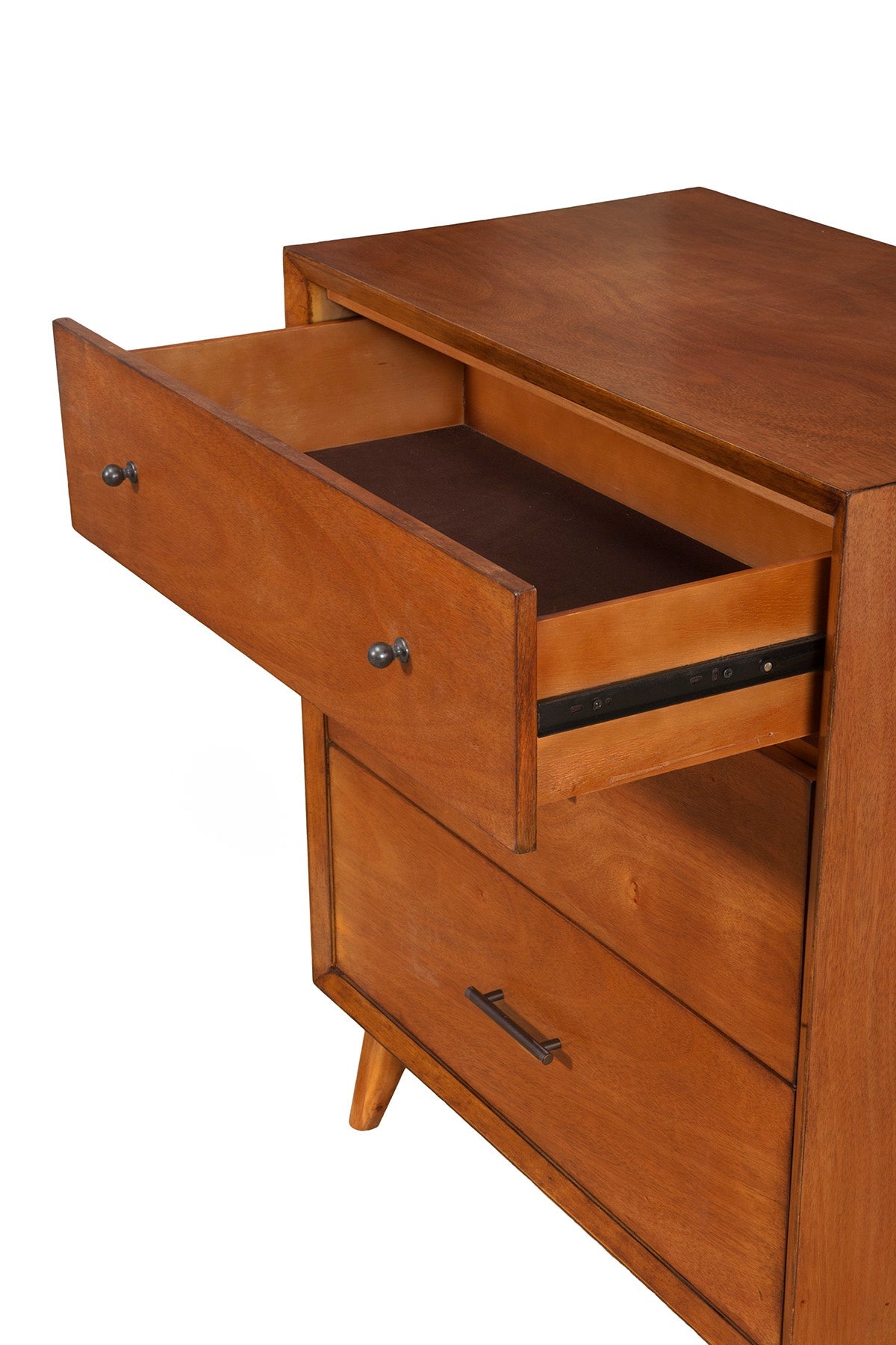 Flynn Mid Century Modern 3 Drawer Small Chest, Chestnut