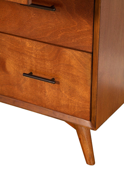 Flynn Mid Century Modern 4 Drawer Multifunction Chest w/Pull Out Tray, Chestnut