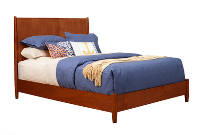 Flynn Mid Century Modern Standard King Panel Bed, Chestnut