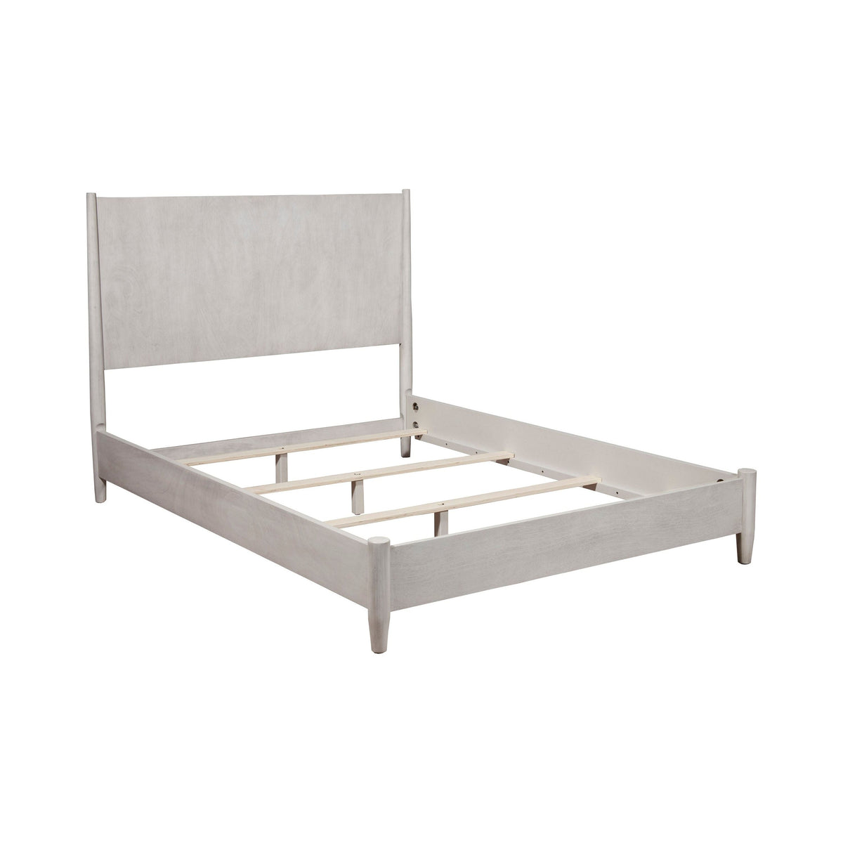 Flynn Mid Century Modern California King Panel Bed, Gray