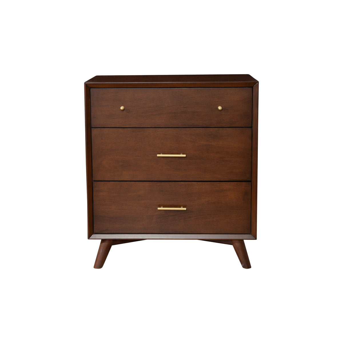 Flynn Mid Century Modern 3 Drawer Small Chest, Walnut