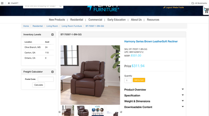 Harmony Series Brown LeatherSoft Recliner
