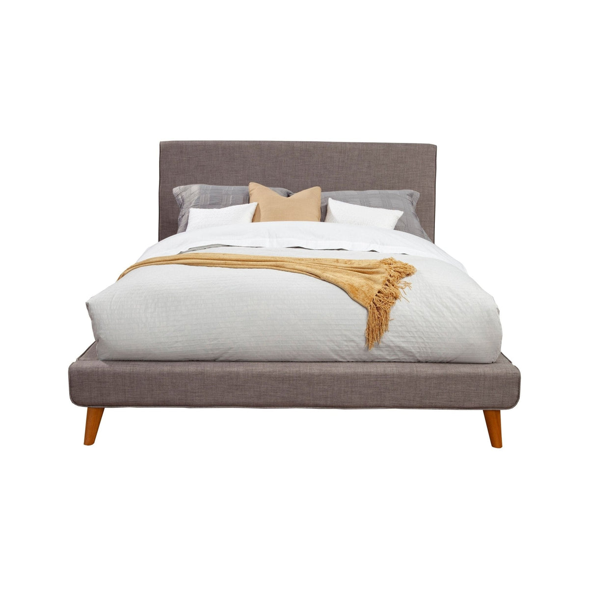 Britney Full Size Upholstered Platform Bed, Dark Grey