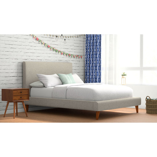 Britney Standard King Upholstered Platform Bed, Light Grey Linen